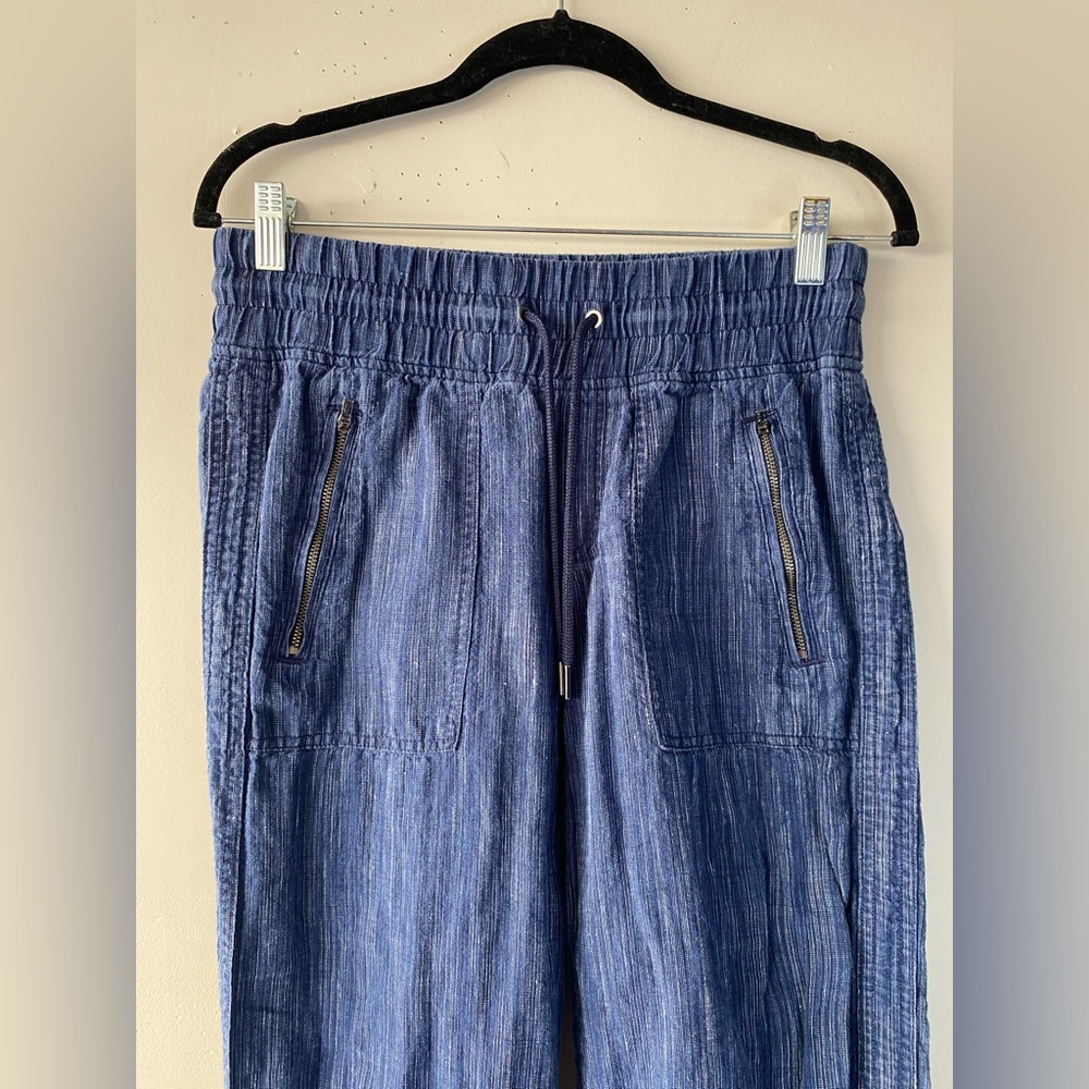 ATHLETA Cabo 100% Linen Wide Leg Pants Chambray Blue Petite 4P - Picture 7 of 9